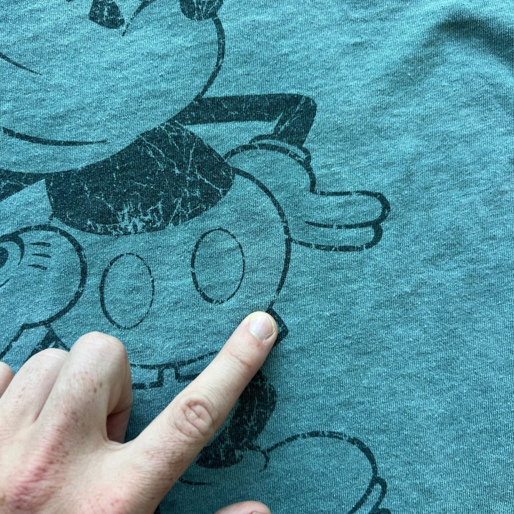 Vintage Mickey Mouse T-Shirt Men Large Green Distressed Disney Store Cartoon 90s - Picture 5 of 7